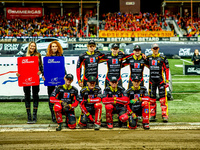 The Sparta team participates in a PGE Speedway Ekstraliga game between Sparta Wroclaw and Stal Gorzow Wielkopolski in Wroclaw, Poland, on Se...