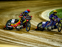 Bartlomiej Kowalski and Martin Vaculik participate in a PGE Speedway Ekstraliga game between Sparta Wroclaw and Stal Gorzow Wielkopolski in...