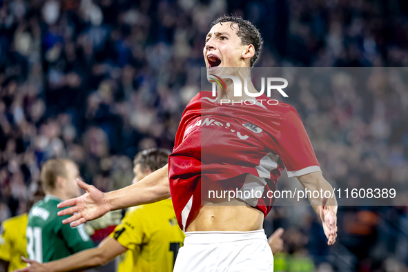 AZ Alkmaar forward Ruben van Bommel scores the 1-1 and celebrates the goal during the match between AZ and Elfsborg at the AZ Stadium for th...