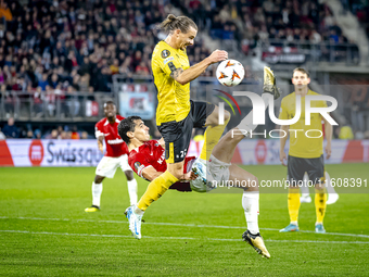 AZ Alkmaar defender Alexandre Penetra plays during the match AZ - Elfsborg at the AZ Stadium for the UEFA Europa League - League phase - Mat...