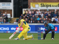 Australia's Cameron Green hits into the leg side during the Metro Bank One Day Series match between England and Australia at the Seat Unique...