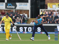 England's Brydon Carse bowls during the Metro Bank One Day Series match between England and Australia at the Seat Unique Riverside in Cheste...