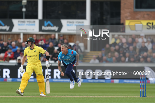 England's Brydon Carse bowls during the Metro Bank One Day Series match between England and Australia at the Seat Unique Riverside in Cheste...