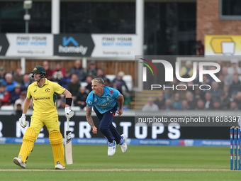 England's Brydon Carse bowls during the Metro Bank One Day Series match between England and Australia at the Seat Unique Riverside in Cheste...