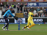 Australia's Cameron Green hits into the leg side during the Metro Bank One Day Series match between England and Australia at the Seat Unique...