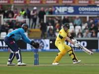 Australia's Cameron Green hits into the leg side during the Metro Bank One Day Series match between England and Australia at the Seat Unique...