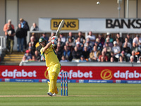 Australia's Glenn Maxwell hits out during the Metro Bank One Day Series match between England and Australia at the Seat Unique Riverside in...