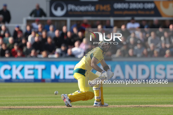 Australia's Glenn Maxwell plays a reverse sweep during the Metro Bank One Day Series match between England and Australia at the Seat Unique...