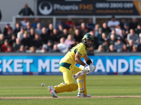 Australia's Glenn Maxwell plays a reverse sweep during the Metro Bank One Day Series match between England and Australia at the Seat Unique...