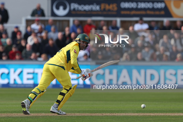 Australia's Alex Carey steers the ball into the leg side during the Metro Bank One Day Series match between England and Australia at the Sea...