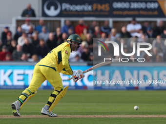 Australia's Alex Carey steers the ball into the leg side during the Metro Bank One Day Series match between England and Australia at the Sea...