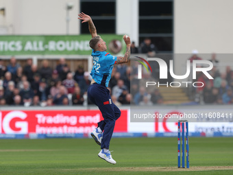 England's Brydon Carse bowls during the Metro Bank One Day Series match between England and Australia at the Seat Unique Riverside in Cheste...