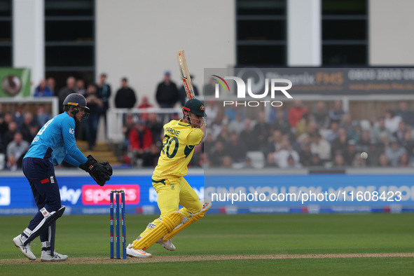 Australia's Aaron Hardie bats during the Metro Bank One Day Series match between England and Australia at the Seat Unique Riverside in Chest...