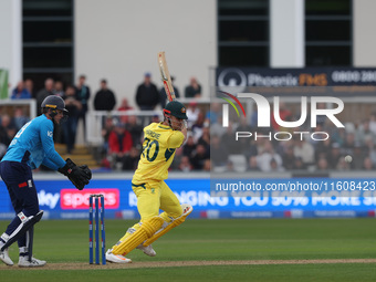 Australia's Aaron Hardie bats during the Metro Bank One Day Series match between England and Australia at the Seat Unique Riverside in Chest...