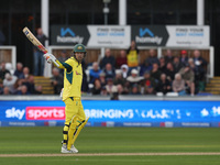 Australia's Alex Carey celebrates after making fifty during the Metro Bank One Day Series match between England and Australia at the Seat Un...