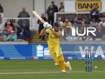 Australia's Aaron Hardie works the ball into the leg side during the Metro Bank One Day Series match between England and Australia at the Se...