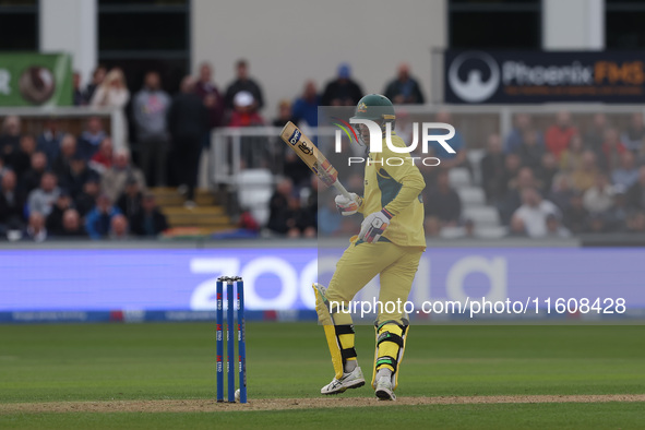 Australia's Sean Abbot watches as the ball rolls back onto his stumps but does not dislodge the bails during the Metro Bank One Day Series m...