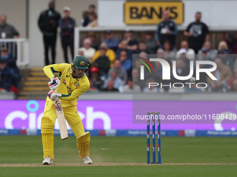 Australia's Sean Abbot bats during the Metro Bank One Day Series match between England and Australia at the Seat Unique Riverside in Chester...