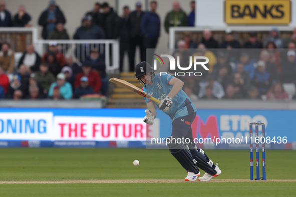 England's Harry Brook during the Metro Bank One Day Series match between England and Australia at the Seat Unique Riverside in Chester le St...