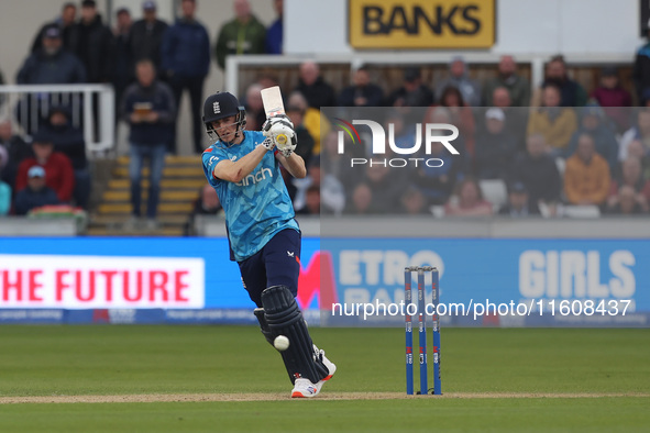 England's Harry Brook during the Metro Bank One Day Series match between England and Australia at the Seat Unique Riverside in Chester le St...