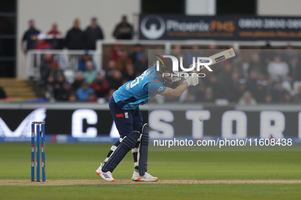 England's Will Jacks is hit on the body during the Metro Bank One Day Series match between England and Australia at the Seat Unique Riversid...