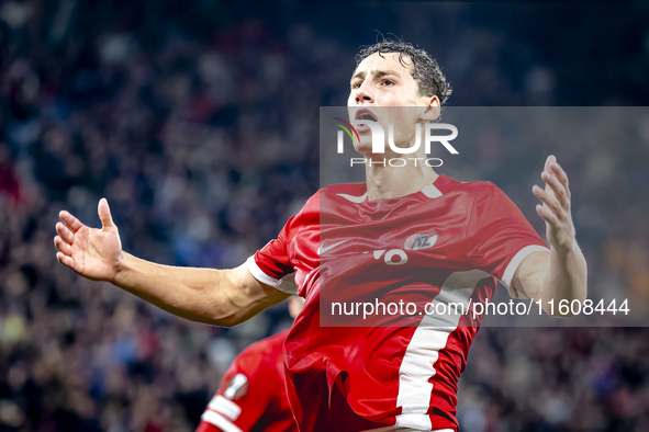 AZ Alkmaar forward Ruben van Bommel scores the 1-1 and celebrates the goal during the match between AZ and Elfsborg at the AZ Stadium for th...