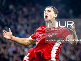 AZ Alkmaar forward Ruben van Bommel scores the 1-1 and celebrates the goal during the match between AZ and Elfsborg at the AZ Stadium for th...