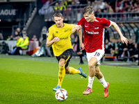 Elfsborg midfielder Simon Hedlund and AZ Alkmaar defender David Moller Wolfe during the match AZ - Elfsborg at the AZ Stadium for the UEFA E...