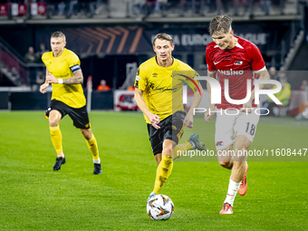 Elfsborg midfielder Simon Hedlund and AZ Alkmaar defender David Moller Wolfe during the match AZ - Elfsborg at the AZ Stadium for the UEFA E...