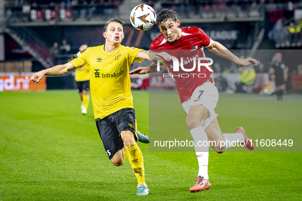 Elfsborg midfielder Simon Hedlund and AZ Alkmaar forward Ruben van Bommel during the match AZ vs. Elfsborg at the AZ Stadium for the UEFA Eu...