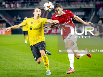 Elfsborg midfielder Simon Hedlund and AZ Alkmaar forward Ruben van Bommel during the match AZ vs. Elfsborg at the AZ Stadium for the UEFA Eu...