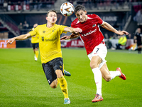 Elfsborg midfielder Simon Hedlund and AZ Alkmaar forward Ruben van Bommel during the match AZ vs. Elfsborg at the AZ Stadium for the UEFA Eu...