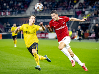 Elfsborg midfielder Simon Hedlund and AZ Alkmaar forward Ruben van Bommel during the match AZ vs. Elfsborg at the AZ Stadium for the UEFA Eu...