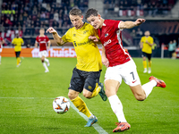 Elfsborg midfielder Simon Hedlund and AZ Alkmaar forward Ruben van Bommel during the match AZ vs. Elfsborg at the AZ Stadium for the UEFA Eu...