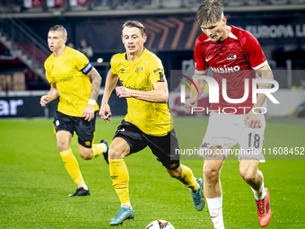 Elfsborg midfielder Simon Hedlund and AZ Alkmaar defender David Moller Wolfe during the match AZ - Elfsborg at the AZ Stadium for the UEFA E...