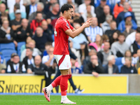 Ramon Sosa of Nottingham Forest celebrates after scoring a goal to make it 2-2 during the Premier League match between Brighton and Hove Alb...