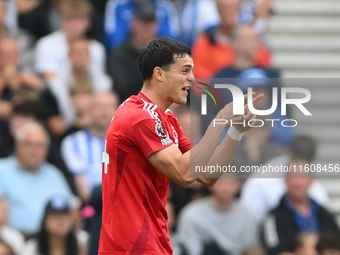 Ramon Sosa of Nottingham Forest celebrates after scoring a goal to make it 2-2 during the Premier League match between Brighton and Hove Alb...