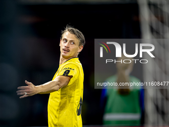 Elfsborg midfielder Simon Hedlund scores the 2-2 and celebrates the goal during the match AZ - Elfsborg at the AZ Stadium for the UEFA Europ...