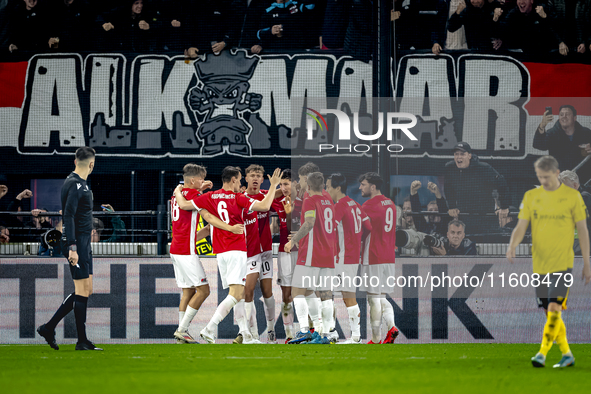 AZ Alkmaar forward Ruben van Bommel scores the 2-1 and celebrates the goal during the match between AZ and Elfsborg at the AZ Stadium for th...