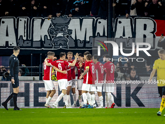 AZ Alkmaar forward Ruben van Bommel scores the 2-1 and celebrates the goal during the match between AZ and Elfsborg at the AZ Stadium for th...