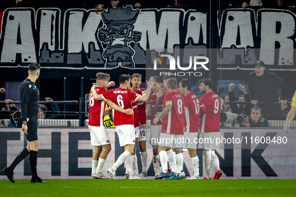 AZ Alkmaar forward Ruben van Bommel scores the 2-1 and celebrates the goal during the match between AZ and Elfsborg at the AZ Stadium for th...