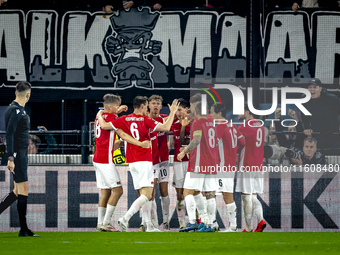 AZ Alkmaar forward Ruben van Bommel scores the 2-1 and celebrates the goal during the match between AZ and Elfsborg at the AZ Stadium for th...