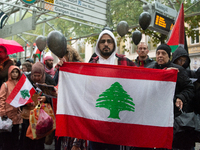 A hundred pro-Palestinian activists gather to protest against Israeli attacks on Lebanon and Gaza in Bonn, Germany, on September 25, 2024. (