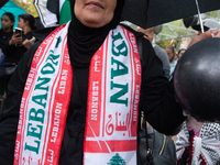 A hundred pro-Palestinian activists gather to protest against Israeli attacks on Lebanon and Gaza in Bonn, Germany, on September 25, 2024. (