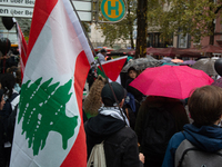 A hundred pro-Palestinian activists gather to protest against Israeli attacks on Lebanon and Gaza in Bonn, Germany, on September 25, 2024. (