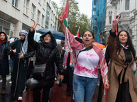 A hundred pro-Palestinian activists gather to protest against Israeli attacks on Lebanon and Gaza in Bonn, Germany, on September 25, 2024. (