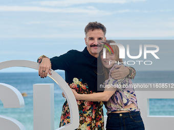 Javier Giner, Elena Trape, Oriol Pla, Victoria Luengo, Marina Salas, Omar Ayuso, and Roman Barea attend the photocall for ''Yo, Adicto'' dur...