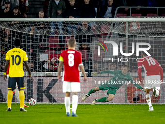 AZ Alkmaar forward Troy Parrot scores the 3-2 during the match AZ - Elfsborg at the AZ Stadium for the UEFA Europa League - League phase - M...