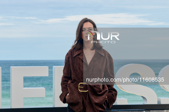 Javier Giner, Elena Trape, Oriol Pla, Victoria Luengo, Marina Salas, Omar Ayuso, and Roman Barea attend the photocall for ''Yo, Adicto'' dur...