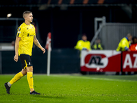 Elfsborg defender Sebastian Holmen receives a red card during the match between AZ and Elfsborg at the AZ Stadium for the UEFA Europa League...